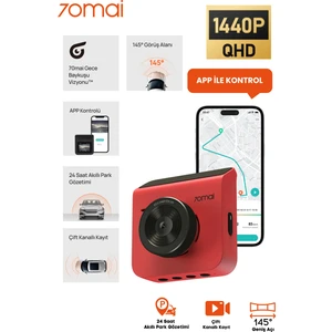 A400 Dashcam 1440P Quad Hd 2k 145° Açılı Gece Görüşlü Araç Kamerası Kırmızı