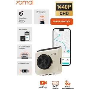 A400 Dashcam 1440P Quad Hd 2k 145° Açılı Gece Görüşlü Araç Kamerası Bej