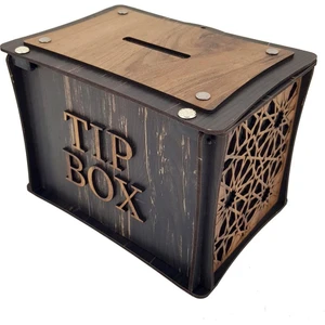 Kişiye Özel Isimli Ahşap Bahşiş Kutusu Sandık Tip Box Kumbara Tibbox