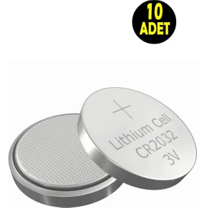10 Adet 3 Volt CR2032 Lityum Para Pil (Cr 2032 Bios-Kepenk-Kumanda Terazi Düğme Lithum Pili)