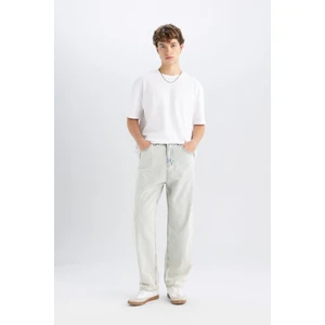 %100 Pamuk Baggy Fit Geniş Kalıp Normal Bel Geniş Paça Jean Pantolon D6468AX24AU
