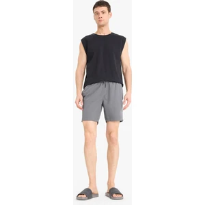 Regular Fit Kısa Boy Cepli File Astarlı Beli Bağcıklı Düz Hafif Kumaş Deniz Şortu E5133AXNS