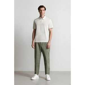 %100 Keten Normal Kesim Crop Duble Paça Yazlık Kumaş Pantolon C1826AX25SM