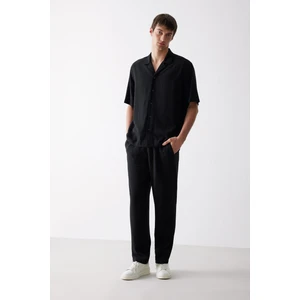 Yazlık Viskon Jogger Pantolon Regular Fit Normal Kesim Keten Karışımlı Düz Paça Cepli B4867AX25SM