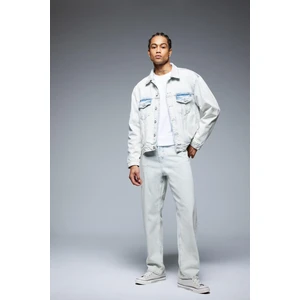 %100 Pamuk Baggy Fit Geniş Kalıp Normal Bel Düz Paça Jean Yıkamalı Pantolon D7317AX25SP