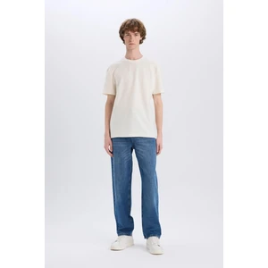 %100 Pamuk Baggy Fit Geniş Kalıp Normal Bel Geniş Paça Soluk Efektli Jean Pantolon D7318AX25SP