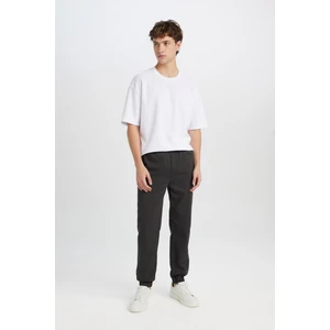 %100 Pamuk Jogger Gabardin Pantolon Beli Regular Fit Bağcıklı Lastikli Paça D5927AX24AU