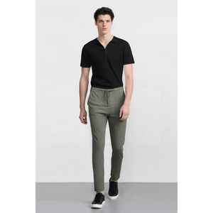 %100 Pamuk Keten Görünümlü Pantolon Beli Lastikli Slim Fit Dar Kesim Cepli Düz Paça D2671AX25SM