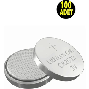 100 Adet 3 Volt CR2032 SB-T15 Lityum Para Pil (Br 2032 Bios-Kepenk-Kumanda Terazi Düğme Lithum Pili)