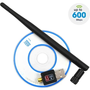 600 Mbps Wifi USB Adaptörü 2.4g Wi-Fi Dongle 5dbi Kazanç Anten 802.11B/G/N Usb2.0 Yüksek Hızlı Kablosuz Kart Alıcısı Pc/dizüstü Bilgisayar Için