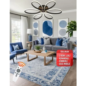 St Aydınlatma Luxor Oturma Odası Salon Yatak Odası için Siyah Kasa 60 cm Kumandalı 3 Renk Kumandalı LED Avize