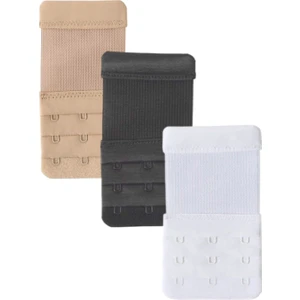 3 Adet Beyaz Siyah Ten Lastikli Sütyen Uzatma Agrafı Geniş 3 Kancalı Ek Aparat