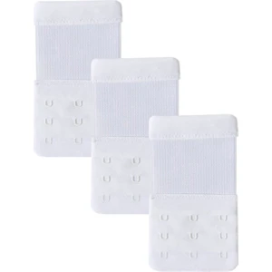 3 Adet Beyaz Lastikli Sütyen Uzatma Agrafı Geniş 3 Kancalı Ek Aparat