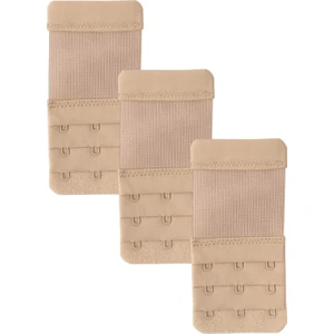 3 Adet Ten Rengi Lastikli Sütyen Uzatma Agrafı Geniş 3 Kancalı Ek Aparat