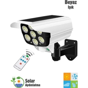 HB-200 Model Solar Güneş Enerjili Hareket Sensörlü Sahte Kamera Görünümlü 77 LED Dış Mekan Bahçe AYDINLATMA(2400MAH.)