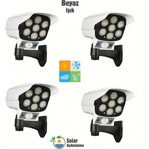 HB-200 Model 4'lü Paket Solar Güneş Enerjili Hareket Sensörlü Sahte Kamera Görünümlü 77 LED Dış Mekan Bahçe AYDINLATMA(2400MAH.)