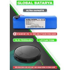 Global Batarya Xiaomi Mi Vacuum Mop 2 Pro Plus 3D Uyumlu Akıllı Robot Süpürge Batarya 14.4V 7000MAH Li-Ion Pil (Ultra Kapasite)