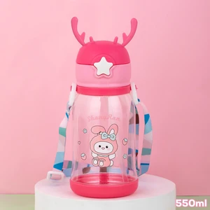 21.0002-3 Matara Geyik Temalı Stickerlı Askılı Suluk - Su Şişesi - Pembe 550ML