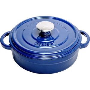 24 cm Yuvarlak Sığ Tencere Parlak Koyu Mavi