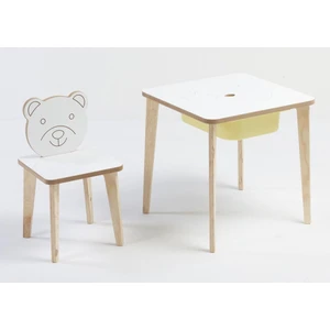 Depolama Hazneli Çocuk Aktivite Masa Sandalye Takımı - Ayıcık Figürlü - Kare Masa