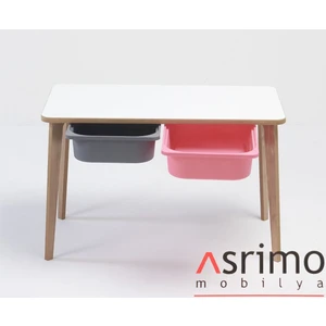 Yaz Sil Yüzeyli Çocuk Aktivite Masası - Dikdörtgen - Çift Sepetli