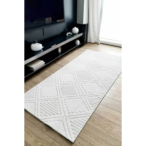 Decomia Home Hilda İskandinav Dokuma Bukleli Beyaz Yolluk Halısı Kaymaz Tabanlı 4 Mevsim Kullanım