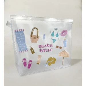 Şeffaf Beach Stuff Baskılı Çok Amaçlı Çanta