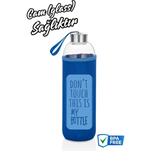 Mavi Sağlıklı Cam Matara 1000 ml Su Şişesi 1lt Sporcu Matarası