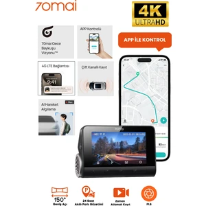 A810 Araç Içi Kamera 4k, Hdr, Gece Görüşü, Hareket Algılama