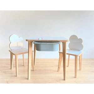 Asrimo Mobilya Çocuk Aktivite Masa Sandalye Takımı Bulut Temalı Ahşap 3+ Yaş İçin Tasarlandı