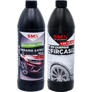 Seramik Katkılı Hızlı ve Pratik Cila 750ML. +  Premium %60 Cilalı Fırçasız Oto Şampuanı 750 ml