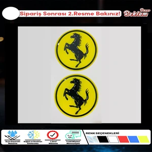 Işcan Motor Ferrari Logo Sarı (5x5 Cm) Ikili Sticker Seti