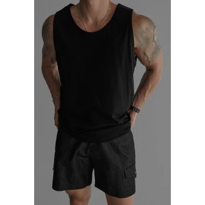Erkek Siyah Regular %100 Pamuk Atlet T-Shirt