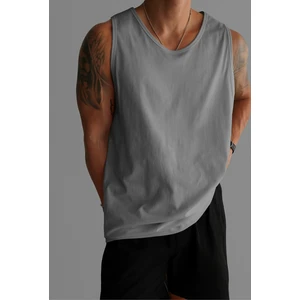 Erkek Gri Regular %100 Pamuk Atlet T-Shirt