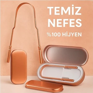 Kitchen Live Dil Temizleyici Bakır Hilal Ağız Bakım Fırçası Dil Plak Temizleme Dil Sıyırıcı Saklama Kutulu