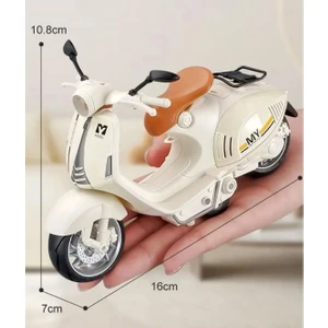 Vespa Motosiklet Çek Bırak Die-Cast Vp | Sesli ve Işıklı 1:10 Ölçek