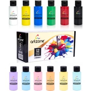 Akrilik Boya Seti 12 Renk x 60ML. (Ana ve Pastel Renkler)