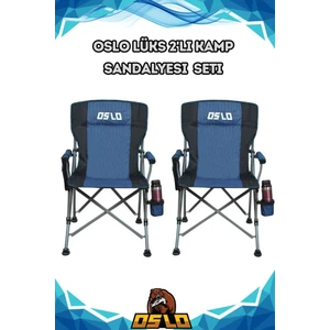 Lüks 2'li Kamp Sandalye Seti Mavi