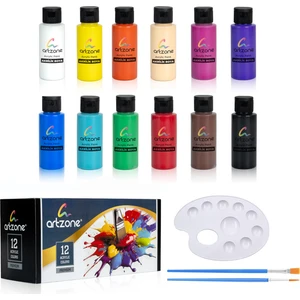 Akrilik Boya Seti 12 Renk x 60ML. Fırça ve Palet Hediyeli