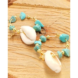 Renkli Figürlü Lüks Deniz Kabuğu  Küpe