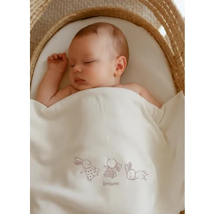 Organik New Basic Tek Kat Battaniye Ekru