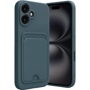 Apple iPhone 16 Uyumlu Arka Kamera Korumalı Kart Koyulabilen Silikon Kartlıklı Kılıf Kapak