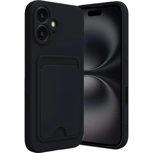 Apple iPhone 16 Uyumlu Arka Kamera Korumalı Kart Koyulabilen Silikon Kartlıklı Kılıf Kapak