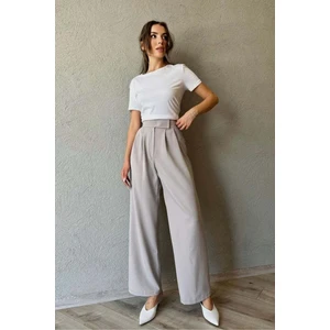 Beli Cırtcırtlı Likralı Krep  Pantolon