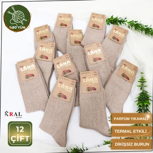 Kral Bayan Çorap (12 Çift) Kışlık Yün Çorap Lambswool (Özel Kuzu Yünlü) Kadınlar Için Termal Özellikli
