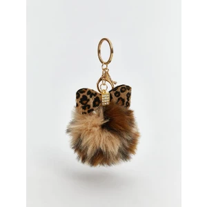 Leopar Detaylı Ponpon Charm Anahtarlık  (W5)