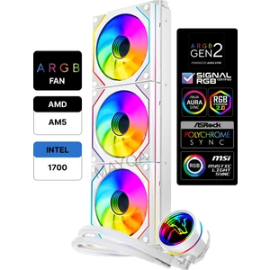 Hydra AHD360W Argb Aynalı Fan 360MM Sonsuzluk Aynalı Beyaz Sıvı Soğutma