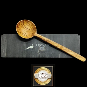Ekstra Büyük Boy 34 cm Zeytin Ağacı Kepçe 8x8 cm Geniş Ağız Yapısı 2,5cm Derinlik