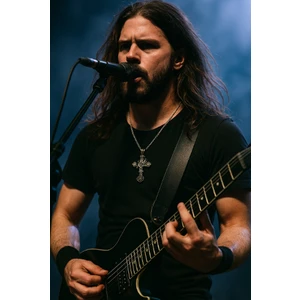 Paslanmaz Çelik Gotik Tarz Ejderha Detaylı Kurukafa Haç Kolye