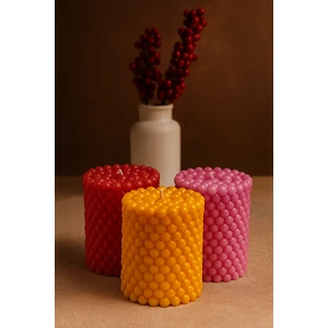 Dekoratif Silindir Bubble Mum 3'lü Set